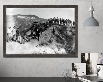Vintage Hollywood-landbordafdruk | Hollywood Hills-poster