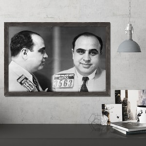 Al Capone-mokshotprint | Beroemde Chicago Outfit Mafia Gangster Zwart-wit Mugshot Giclee Art Print | Mugshots van beroemdheden | Dubbel