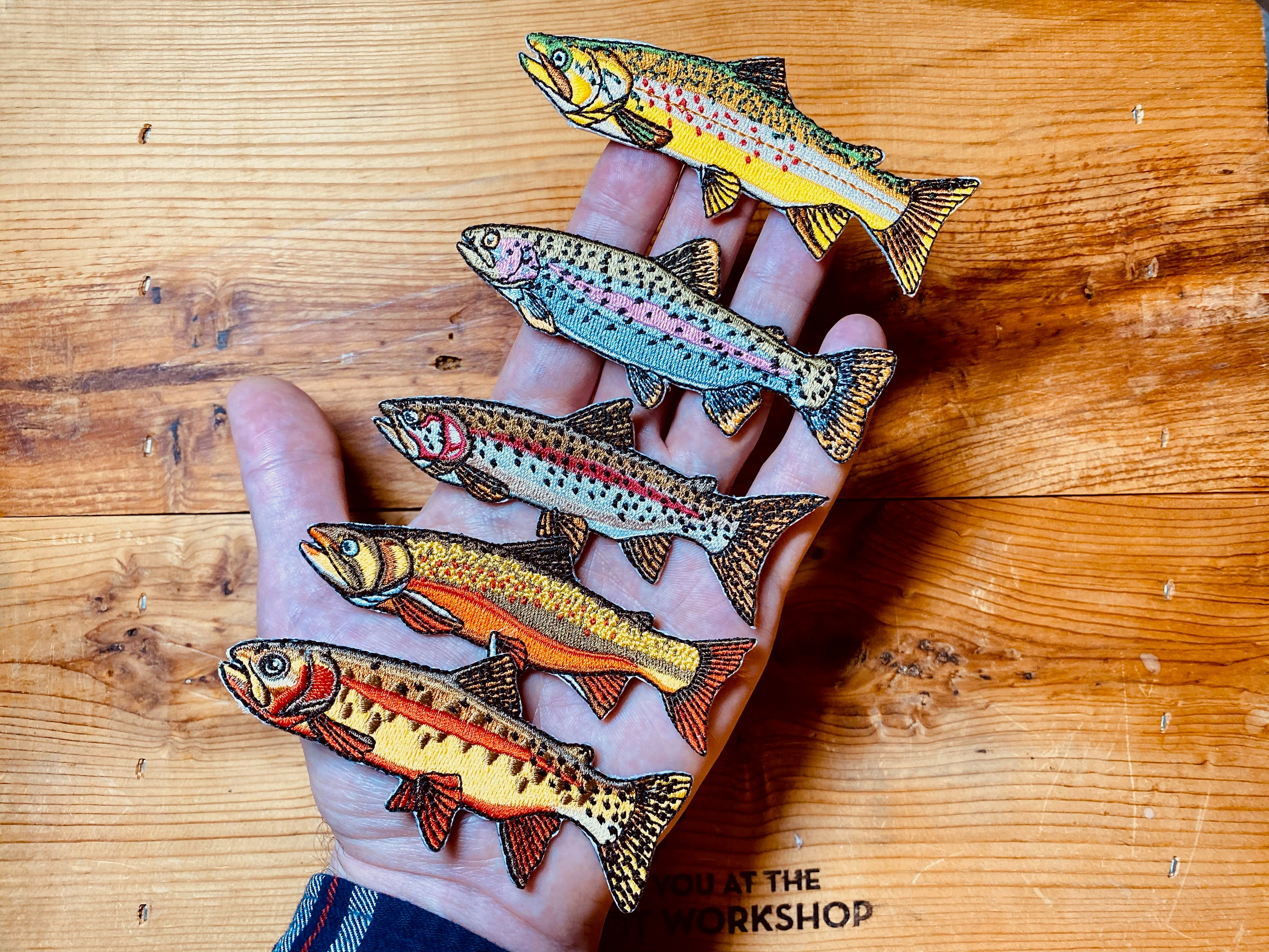 Trout Patch Set of Five Brown Trout Rainbow Trout x2 Brook Etsy