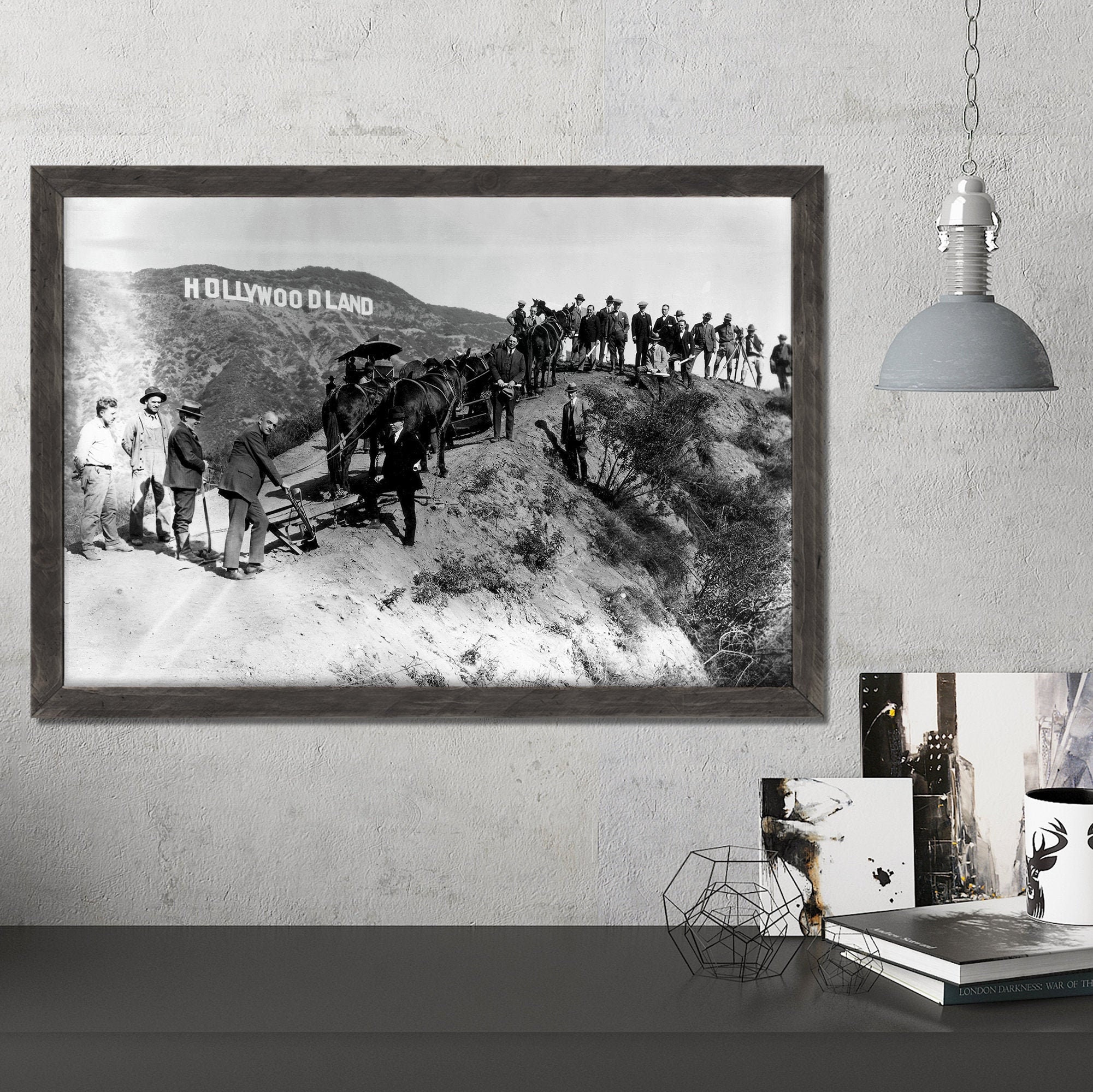 Buy Vintage Hollywood Land Sign Print Hollywood Hills Poster