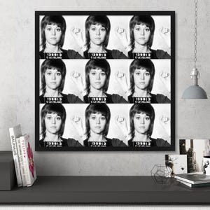 Jane Fonda Mugshot Square Print | Celebrity, Famous, and Musician Mug Shot Quality Art Prints & Posters