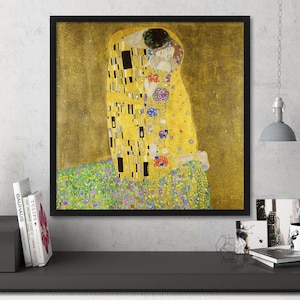 Gustav Klimt&#39;s The Kiss Print: Fine Art Reproduction, Gold Art Nouveau