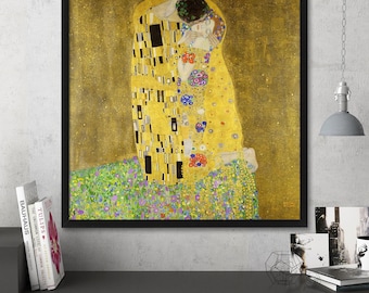 Gustav Klimt's The Kiss Print: Fine Art Reproduction, Gold Art Nouveau