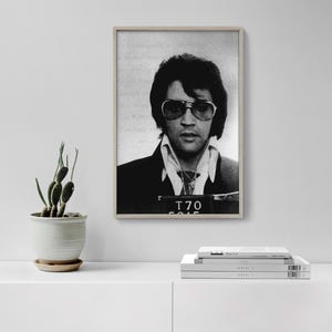 Elvis Mugshot Print | Vintage Musician Celebrity Mugshot Art Print