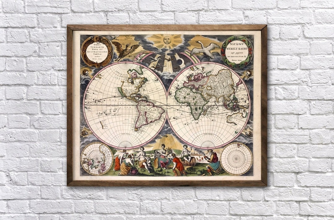 Old Map Wall Art, Old World Map, Vintage World Map, Antique World Map ...