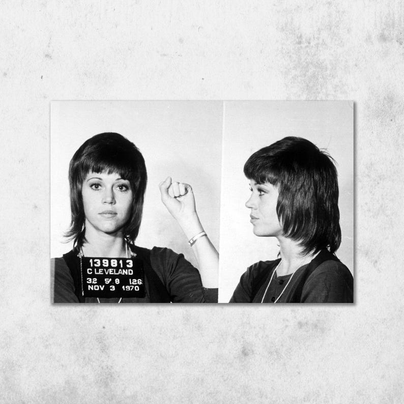 Jane Fonda Mugshot Print | Celebrity, Famous, and Musician Mug Shot Quality Art Prints & Posters image 3