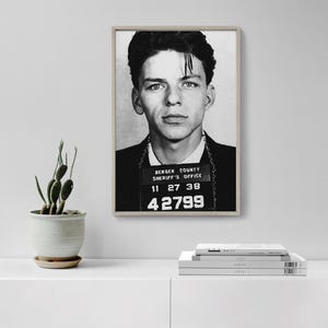 Impresión de foto policial de Frank Sinatra / Póster artístico de músico famoso