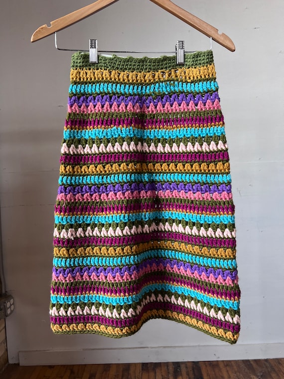 Sm, 1970s Crochet Skirt / Top, Elastic, Vintage -… - image 1
