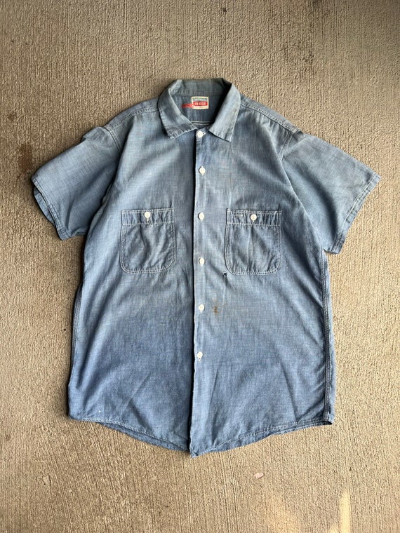 Med Large 1950s Penneys Oxhide Short Sleeve Chambray Shirt - Etsy