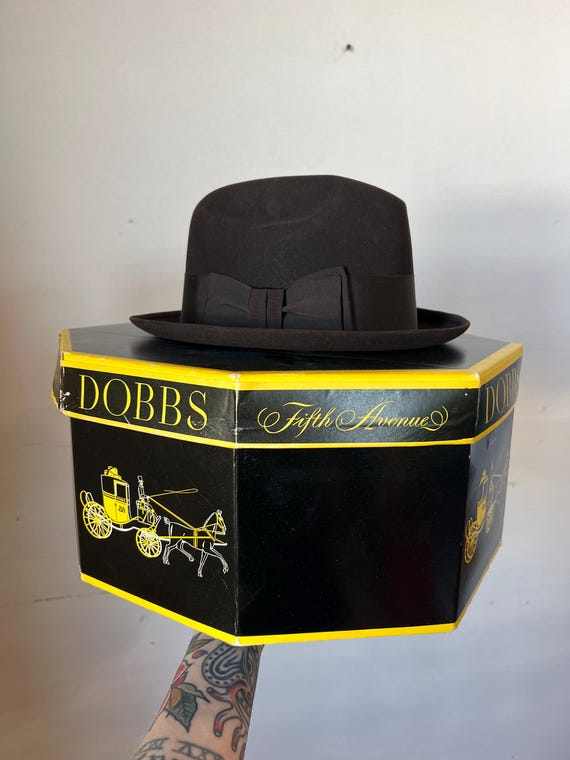 7 1/4, Dobbs Fifth Ave NEW IN BOW Fedora Hat, Brown - Etsy