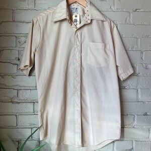 Vintage 1970s Short Sleeve Khaki Shirt, Button Up