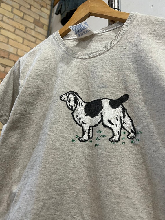 Sm Med / 1990s Hand Painted Dog T-shirt / Cute - E