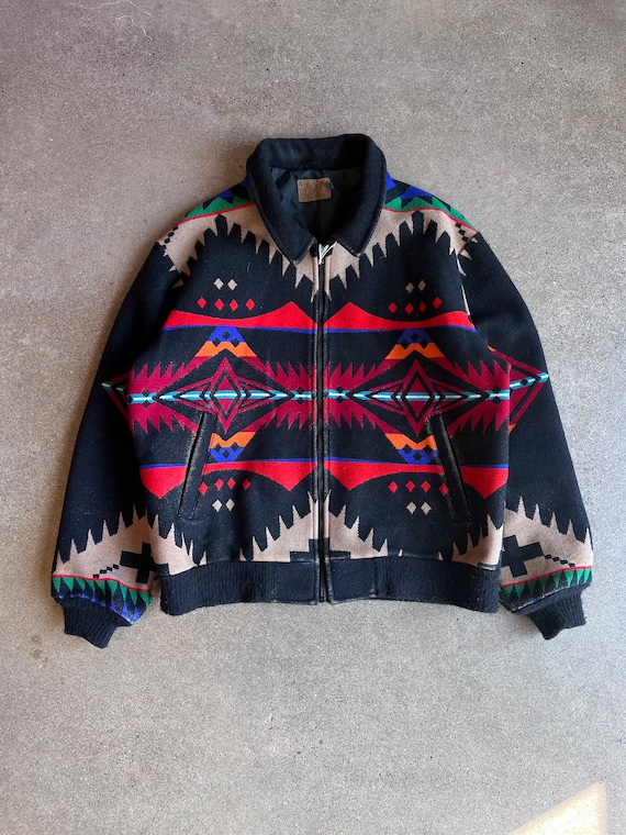 Vintage 1980s 1990s Pendleton Wool Aztec Jacket, … - image 3
