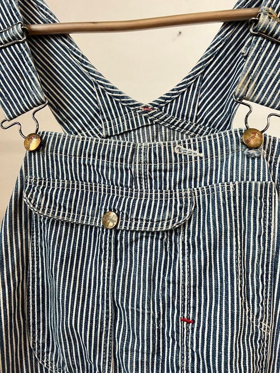 32" Waist, 1950s Red Hammer Striped Overalls, Wor… - image 2
