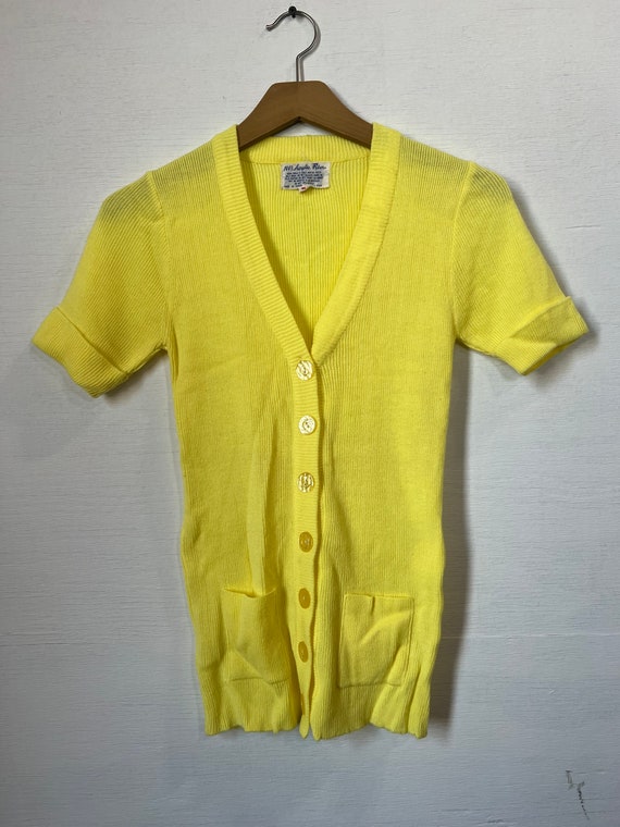 Sm, 1970s Knit Cardigan Short Sleeve, Summer, Cut… - image 1