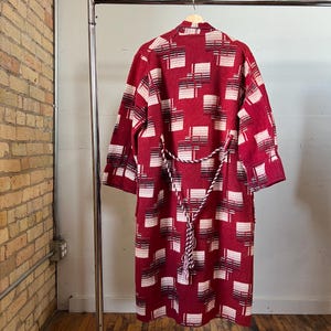 Vintage 1950s Beacon Red Patterned Robe, Acrylic Cotton - Etsy