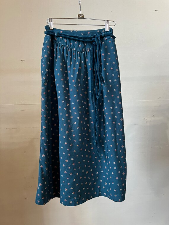 Size 38, 1970s 3 Piece Skirt and Vest Set, Blue, … - image 4