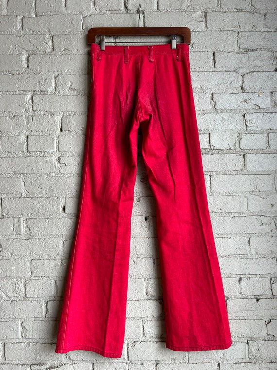 28" Waist, 1970s Full Zip Funky Pants, Disco, Red… - image 6
