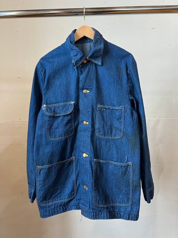 Selvedge Denim Chore Coat in Sun Faded Wash