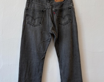 Vintage 2000's Levis 505 Regular Fit Straight Leg Red Tab Faded Black Denim Jeans 31 x 30