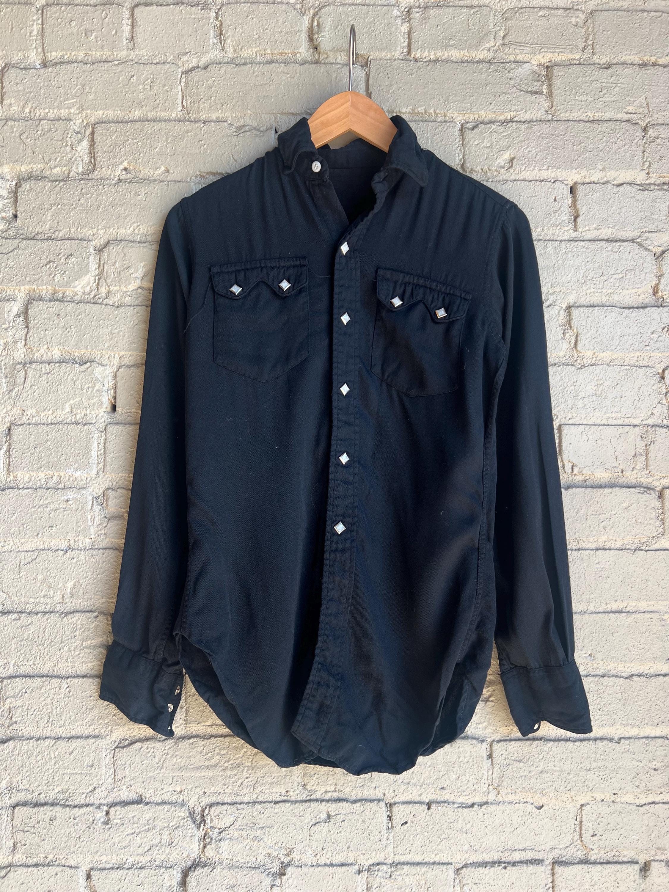 Vintage 1950s Black Rayon Western Shirt, Small - Etsy