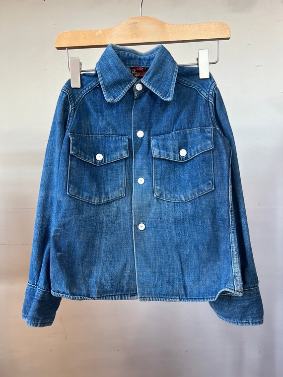 CHILDRENS, 1950s 1960s Dickies Western Denim Shirt, Vintage 