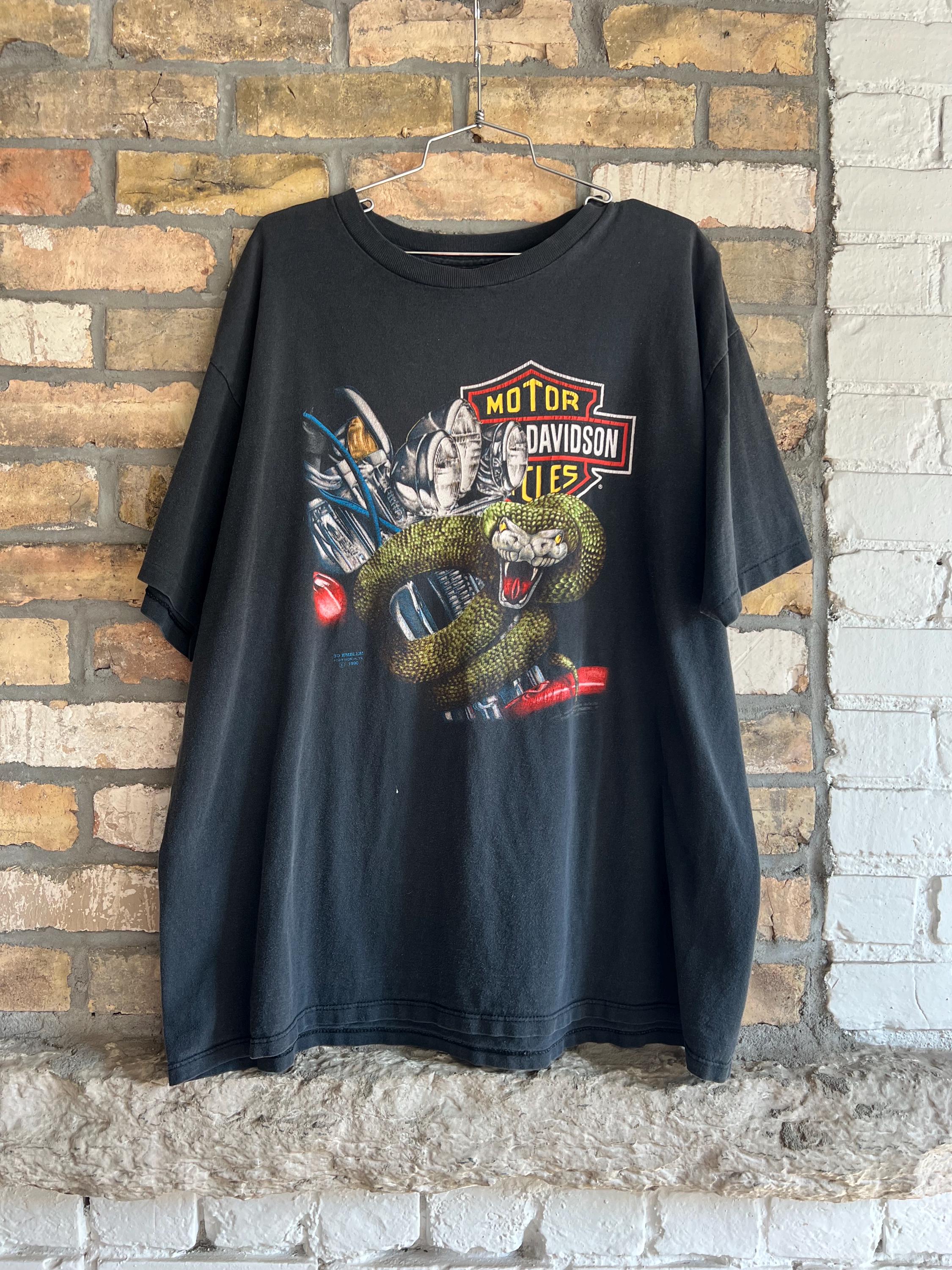 Vintage 1990s Snake Harley Davidson 3D Emblem T-shirt - Etsy
