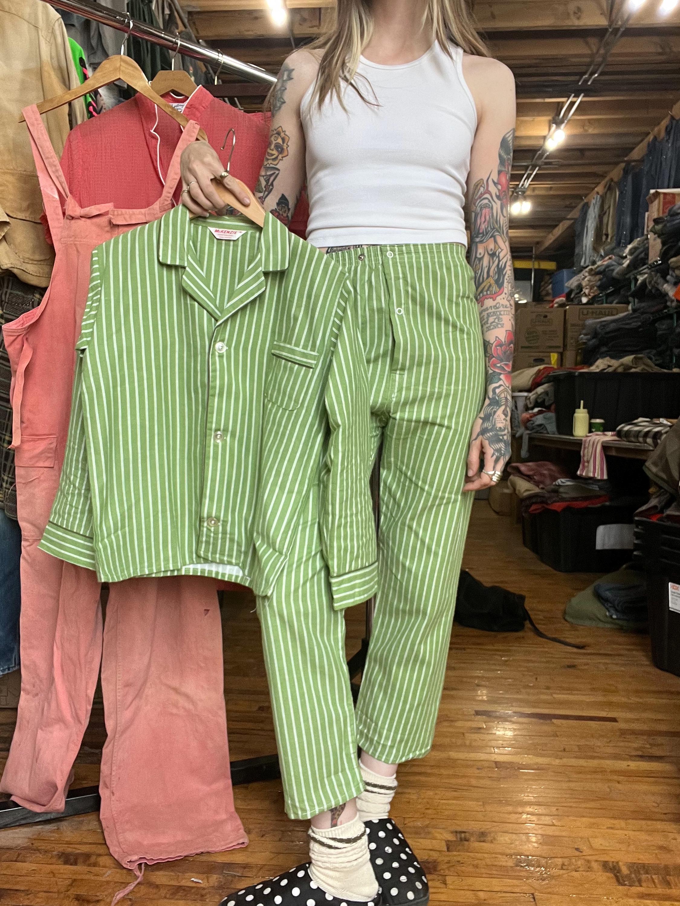 Green Stripe Pajamas Etsy Canada