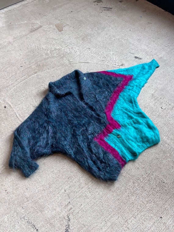 XL, Handmade Shaggy Mohair Cardigan Sweater - S1