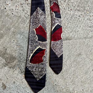 Vintage 1950s Navy and Red Tie, Menswear, Rockabilly, 40s 50s