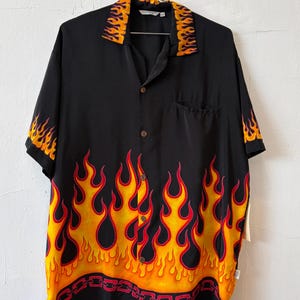 Vintage Y2k Flame Button Up - Etsy