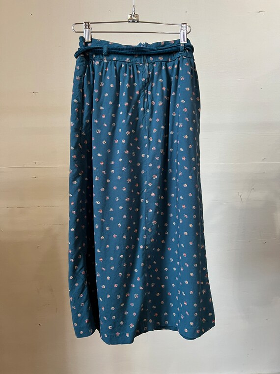 Size 38, 1970s 3 Piece Skirt and Vest Set, Blue, … - image 5