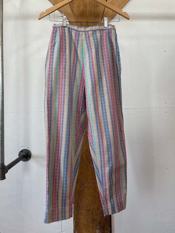 24" Waist / 1960s Striped Side Zip Trousers / Pan… - image 1