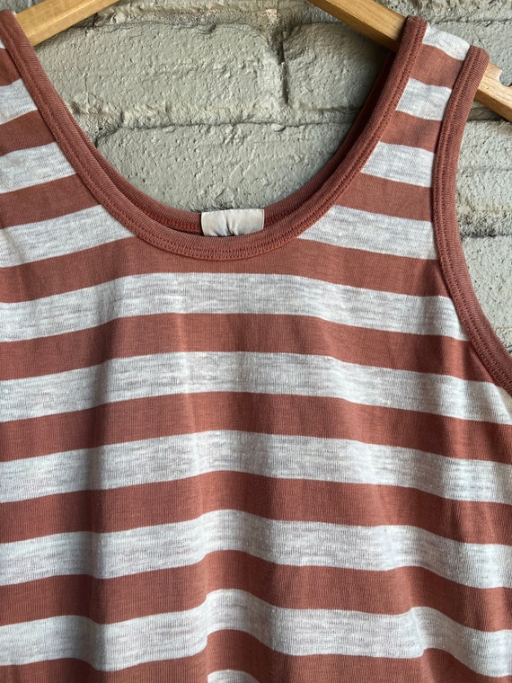 Med, 1970s Mauve Striped Tank Top, Surf, Summer