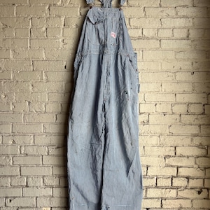 39&quot; Waist, Vintage 1950s Pioneer Hickory Striped Overalls, As Is, Workwear