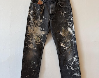 Jean Levis 505 31 pouces avec éclaboussures de peinture, noir, fabriqué aux États-Unis