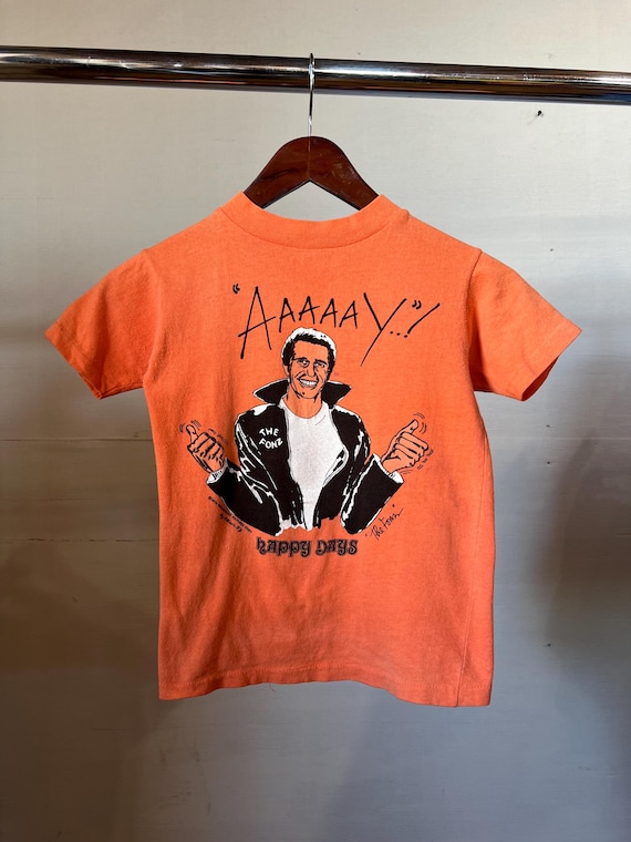 Vintage 1970s Kids Fonzie Happy Days Orange T-shirt, Cotton, D - Etsy