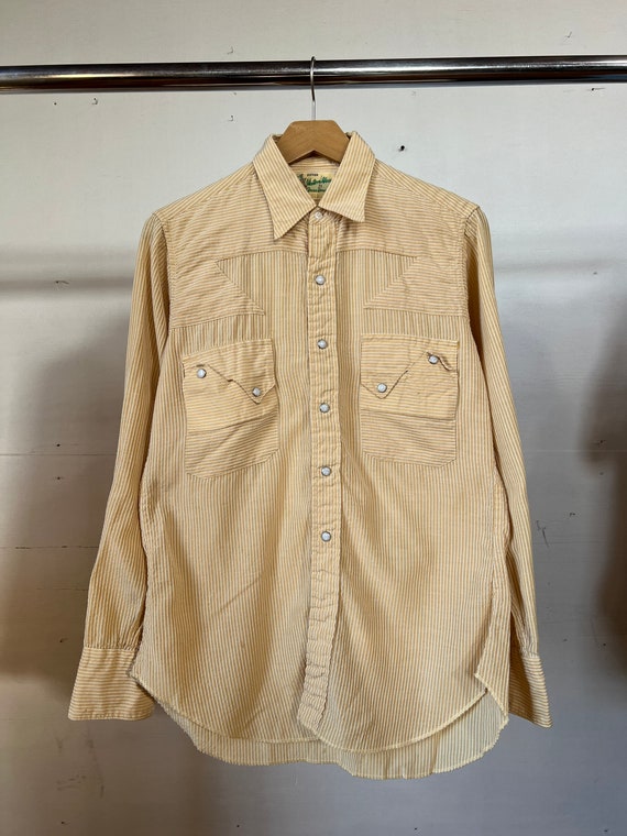 Sm Med / 1950s Western Shirt / CRAZY POCKET / Pear