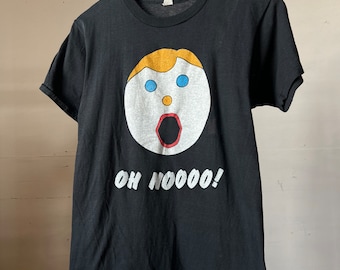 Small, 1970s Mr Bill Oh Nooo! T-Shirt, Black, Cotton