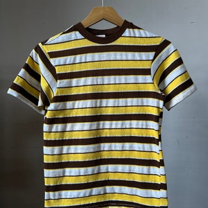 XS SM, 1970s Yellow and Brown Striped t-shirt, Vintage