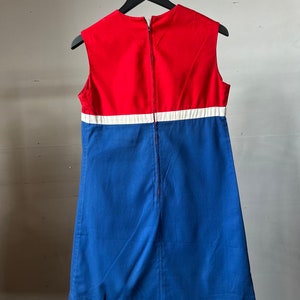 1960s Sleeveless A-Line Dress, Red White Blue, Summer, Mod H image 4