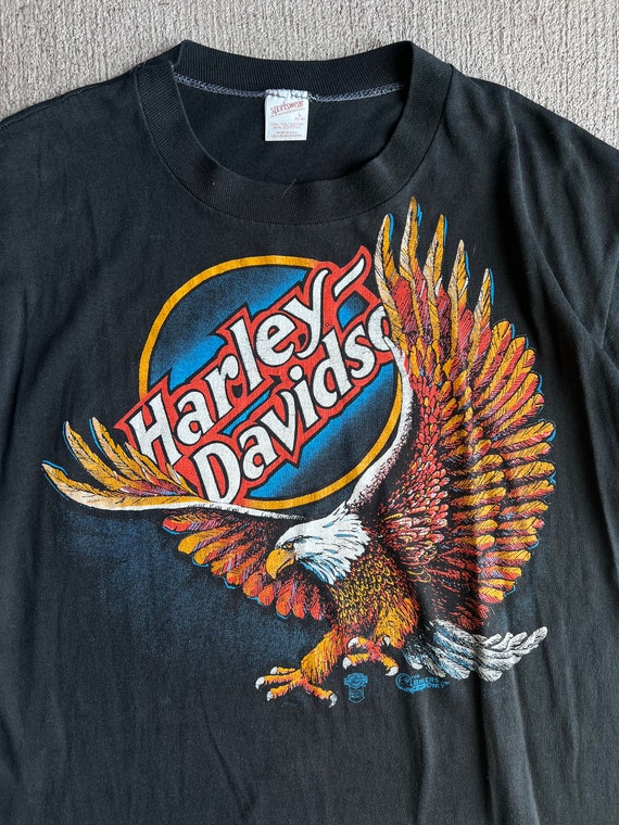 M L, 1980s Harley Davidson T-Shirt, Eagle, 50 50 -