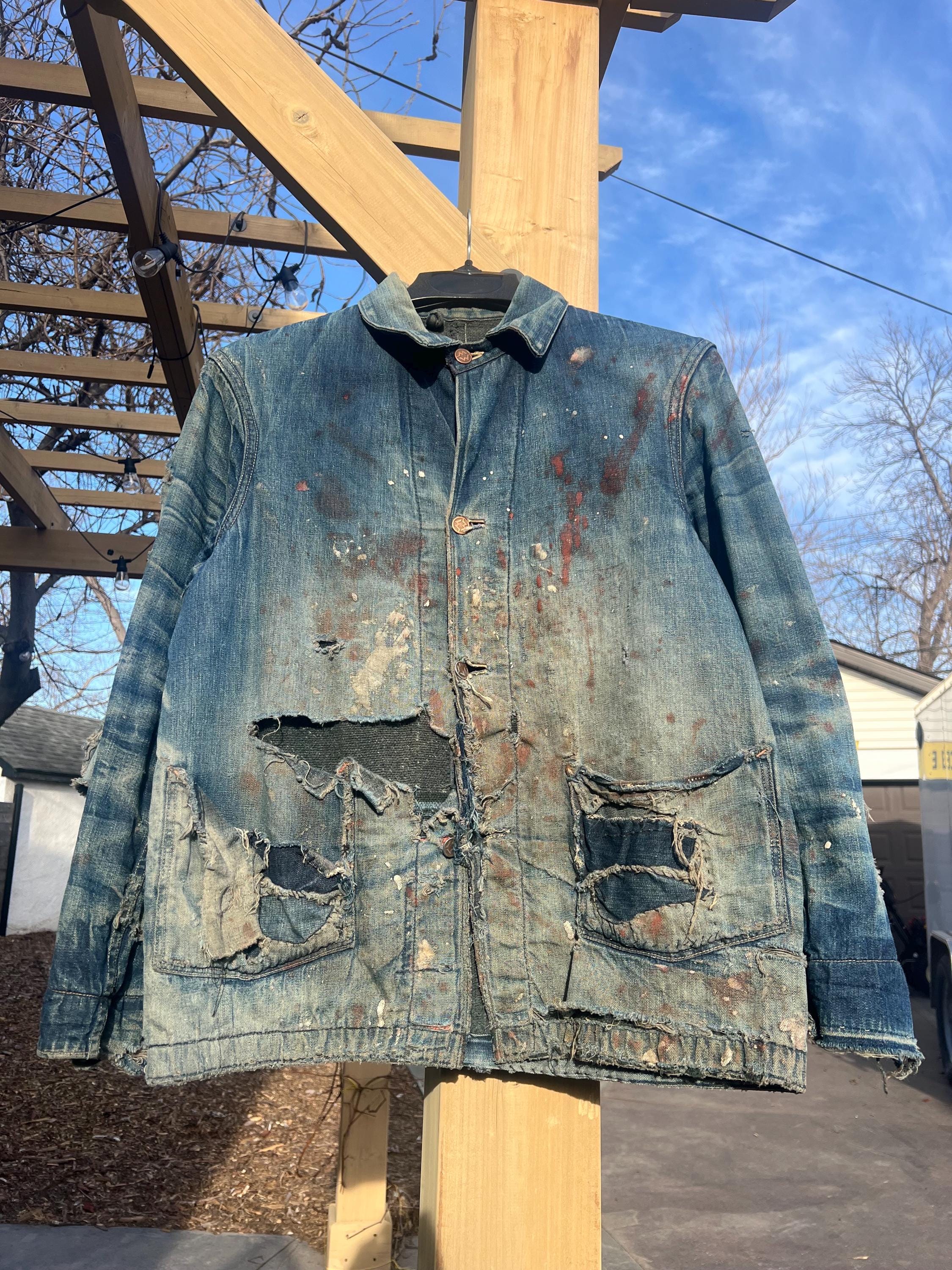 Vintage 1930s Montgomery Wards Denim Chore Jacket - Thrashed (AS