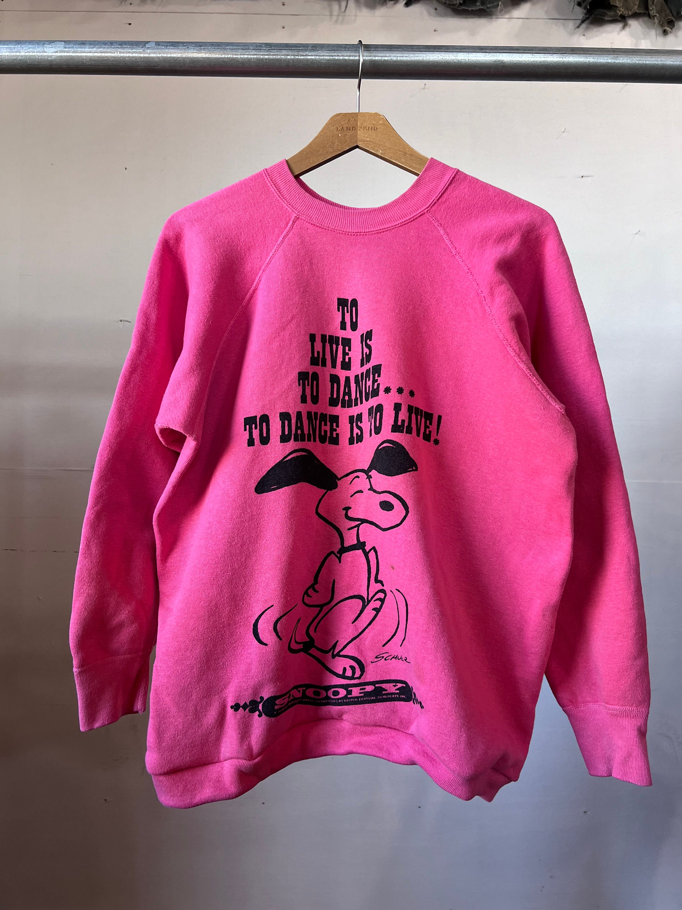 M L, 1960s Snoopy Pink Sweatshirt, Mayo Spruce, to Dance is M L, 1960s Snoopy Pink Sweatshirt, Mayo Spruce, to Dance is