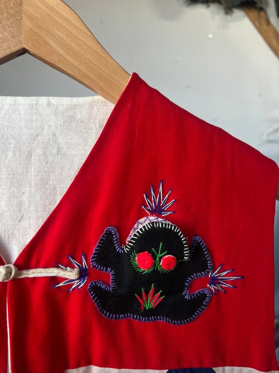 Vintage Red Quilted Folk Art Vest, 1980s 1970s - F - image 3