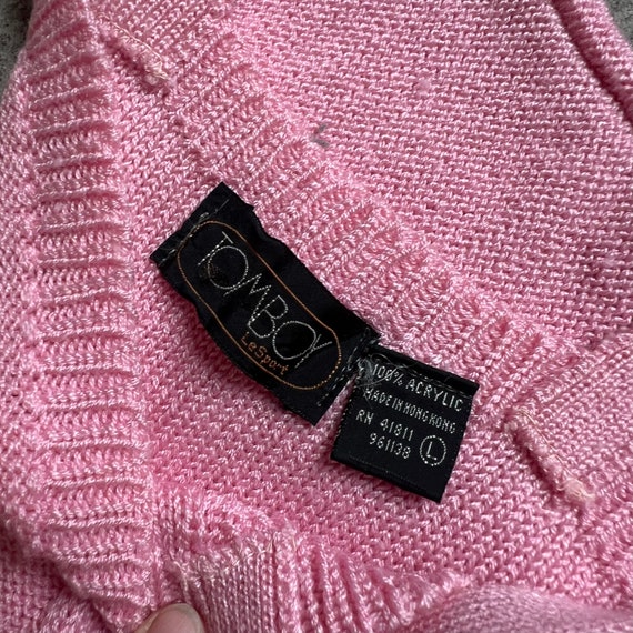 M, 1980s Pink 'Tom Boy' Knit Tank Top, Vintage Su… - image 3