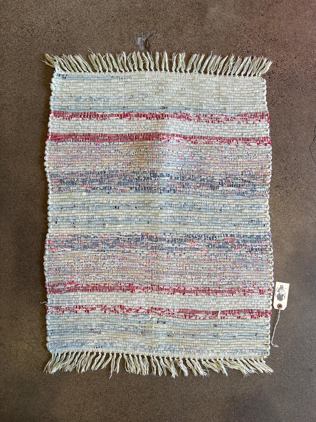 Vintage 1930s 1940s Striped Rag Rug, Fringe - Etsy