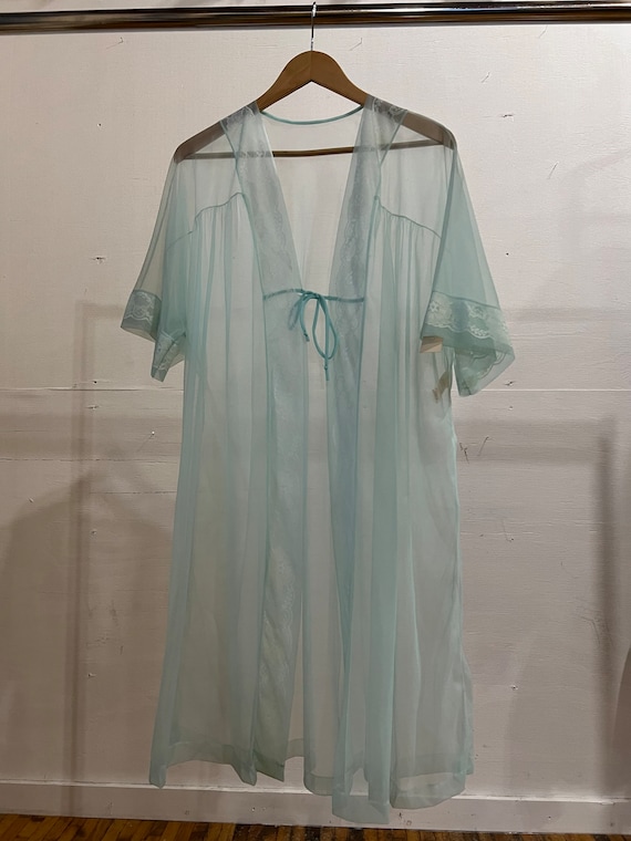 Large, 1960s 1970s Sears Sheer Blue Robe, Sleepwea