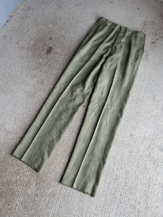 28" Waist, 1970s Plaid Khaki FARAH Trousers, Pant… - image 1
