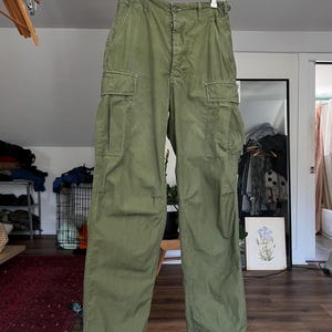 Long Small, Vintage 1960s Jungle Pants, Green Trousers, Cargo Pants, K